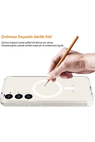 Samsung Galaxy Uyumlu S24 Plus Kılıf Magsafe Özellikli Şeffaf Silikon Kapak