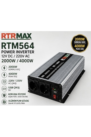 Rtrmax Rtm564 12v 2000w / 4000w Power Inverter Çevirici Usb Çıkışlı