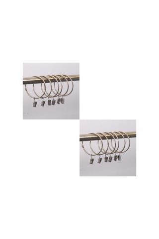 1/2/3/5 12 Adet Perde Halkası Kancası Klipsli Gözlü Taşınabilir Gümüş 30mm 2'li Set Diğer