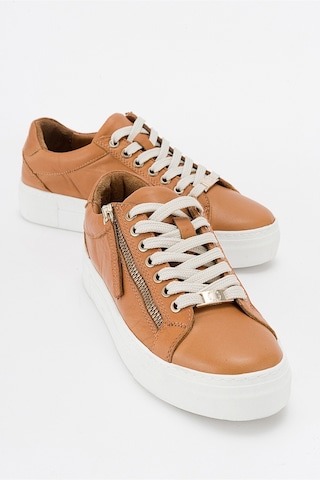 Luvishoes Berly Taba Hakiki Deri Kadın Sneakers Taba