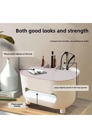 Besthome1 Küçük Ev Sehpası İçin Multifonksiyonel Plastik Tüp, Kağıt Havlu Ve Uzaktan Kumanda Kutusu, Modern Pembe Tasarım