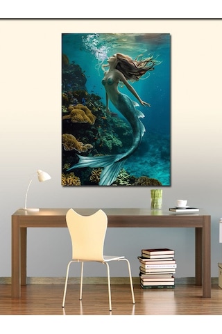 Kanvas Tablo Deniz Altında Yeşil Denizkızı 50cmx70cm