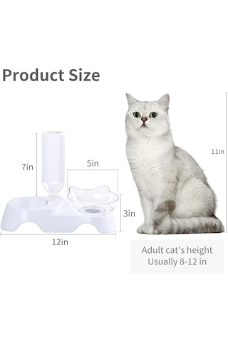 Mrt Bilişim Çift Bölmeli Kedi Köpek Mama Kabı Kaseli Otomatik Su Şişe Hazneli