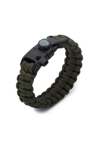 Paracord Bileklik -pusula-ateş Başlatıcı-düdük-yeşil-2020 Haki