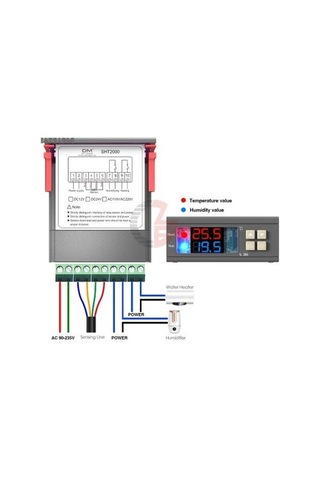Isi ve Nem Kontrol Sht2000 Ac220V Led Dijital Ekran