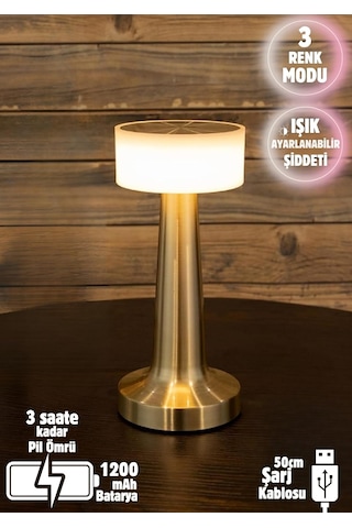 Dekoratif Şarjlı Dokunmatik Led Masa Lambası Usb Kablolu Abajur Ve Gece Lambası Altın Diğer