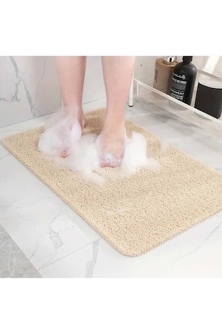 Trendooze Hızlı Kuruyan Kaymaz Banyo Paspası - 24x16 İnç Pvc Bej Renk Sunshine022 Bej