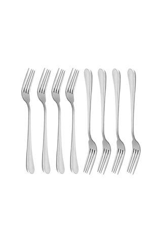 Fosenze 18/10 Çelik 8 Adet 20 Cm Uzun Saplı Yemek Çatalı Seti - Dayanıklı, Taze Koruyucu, Yıkama Makinesine Uygun Gümüş