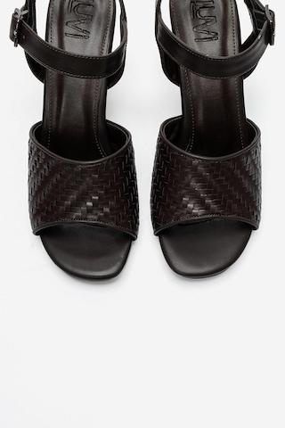Luvi Shoes Sylvar Kahverengi Örgü Kadın Dolgu Topuklu Ayakkabı
