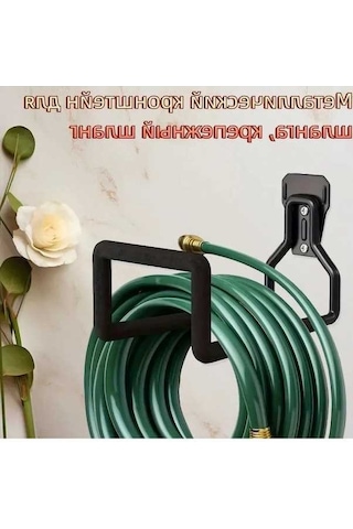 Pazly Ve Siyah Pratik Metal Hortum Askısı - Dayanıklı Bahçe Ve Garaj Düzeni - Kp Siyah