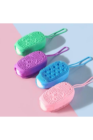 Go İthalat Peeling Etkili Süngerli Silikon Banyo Lifi Asma Kancalı Duş Kesesi