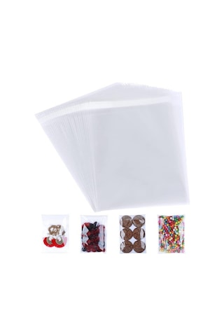 100 Adet 8x12 Kendinden Yapışkanlı Açılıp Kapanabilir Şeker Kurabiye Şeffaf Plastik Poşet Torba