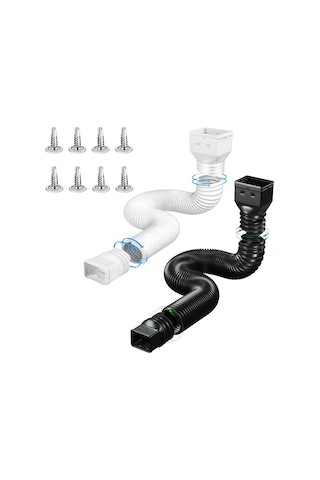 Skycity 2'li Pe Genişletilebilir Ev Sinek Su Borusu - 1.5m Uzunluk, Esnek, Kalın, Yağmur Suyu Akışını Kolaylaştırır, Siyah+beyaz