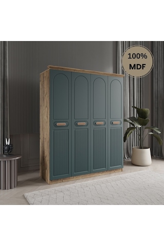 Pera 4 Kapak Mdf Gardırop Yeşi