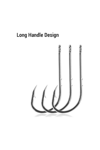 Xiyyadms 100 Adet Yüksek Karbon Çelik İki Tırnaklı Uzun Saplı Deniz/su Altı Balık İğnesi 10 Numara - Dayanıklı, Kuru Bait Tutucu