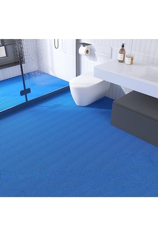 Banyo Duş Havuz Zincir Mat Paspas Kaydırmaz Pvc Paspas / Mavi / Ebat: 90 Cm. Mavi