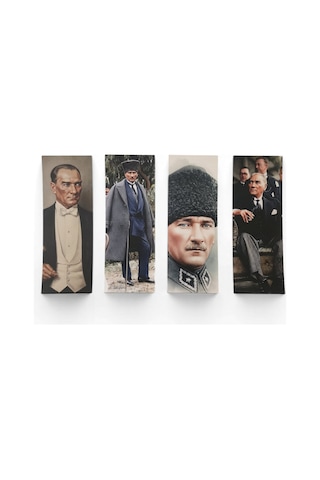 Atatürk 4'lü Kitap Ayracı Kalın Geniş Kesim 350 Gr Hediyelik No:1