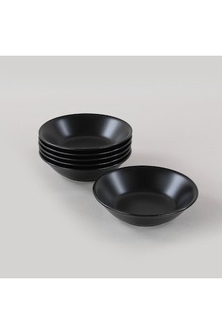 Mat Siyah Hitit Yemek Tabağı 18 Cm 6 Adet Siyah