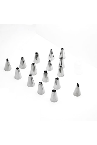 Krema Pompası 18'li Krema Sıkma Torbası 16 Çelik Uç Beyaz