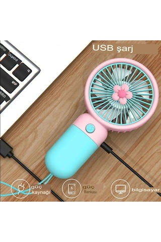 Mini El Fanı Şarjlı Taşınabilir Serinletici Vantilatör Pembe