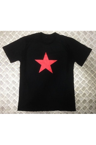 Kızıl Yıldız Baskılı T-shirt SIYAH