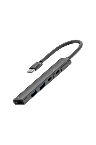 Cr16 5in1 Otg Type-c&apos Den 3ad Type-c, 2ad Usb A Çoklayıcı Type-c Kulaklık Uyumlu Usb C Adaptör Alüminyum Kasa