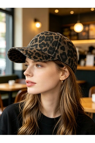 Valkyrie Leopar Desenli Unisex Şapka Ayarlanabilir Beyzbol Şapkası Günlük Spor Vintage Animal Print Kahverengi