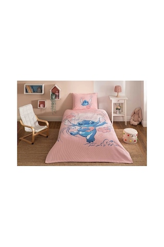 Özdilek Lisanslı Tek Kişilik Çocuk Pike Takımı-stitch Aloha Pembe