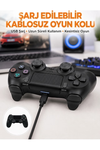 Mey İthalat Ps4 Uyumlu Kablosuz Oyun Kolu Titreşimli, Şarjlı Ve Ergonomik Yeni Nesil