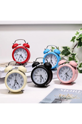 Büyük Boy Metal Masaüstü Renkli Işıklı Çalar Saat 15 11cm - Pembe