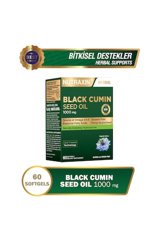 Nutraxin Black Cumin Seed Oil 1000 Mcg 60 Kapsül