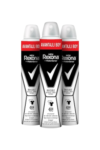 Rexona Men Invisible Black+White Erkek Sprey Deodorant 3 x 200 ML Rexona Men Invisible Black+White Erkek Sprey Deodorant 3 x 200 ML
