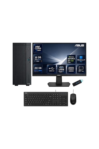 Asus Expertcenter P500mv Core 7 240h 16 Gb Ddr5 512 Gb Ssd Gt 730 Ekran Kartı Windows 11 Pro Masaüstü Bilgisayar + 27 İnç Asus Monitör Seti P500mv-c724016512b0dgt730rnp01 P500mv-c724016512b0dgt730rnp