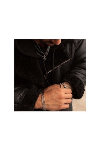 Erkek Figaro 5mm Gümüş Renk Çelik Bileklik 50892459