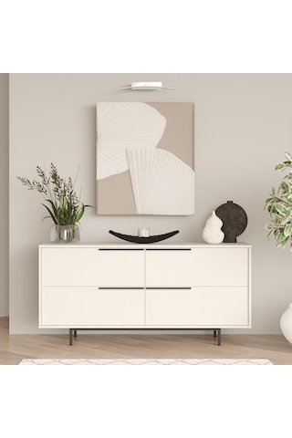 Yurudesign Ocean Konsol 4 Kapaklı Metal Ayaklı 160cm Beyaz On3-w