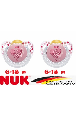 Nuk Trendline Adore Halkalı Ortodontik Kauçuk Emzik 6-18 Ay İkili / Pembe Açık Pembe