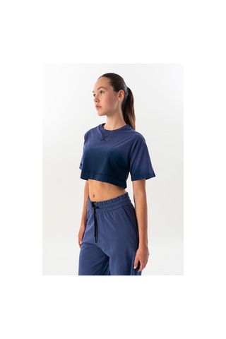 Maraton Comfort Kadın Bisiklet Yaka Mor Crop Top Mor
