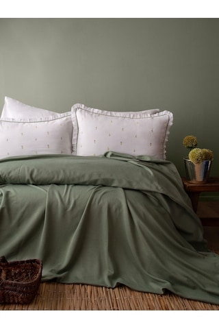 Lily Marsala Pikeli Set Yeşil Çift Kişilik Yeşil