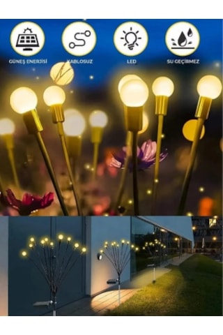 Unichrome Güneş Enerjili Ateş Böceği Çiçek Lamba 6 Led'li