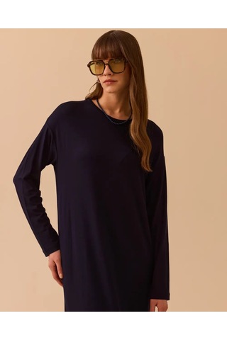 Scl Rahat Kesim Penye Elbise Lacivert