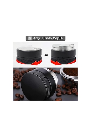 Skycity 51mm Çift Taraflı Çelik Espresso Dağıtıcı Ve Tamper, Ayarlanabilir Derinlikli Kahve Tozu Düzeltici, Delonghi Breville Portafilter Uyumlu Siyah
