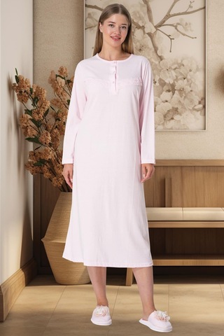 Mecit 5824 Pembe Büyük Beden Kadın Gecelik Pembe