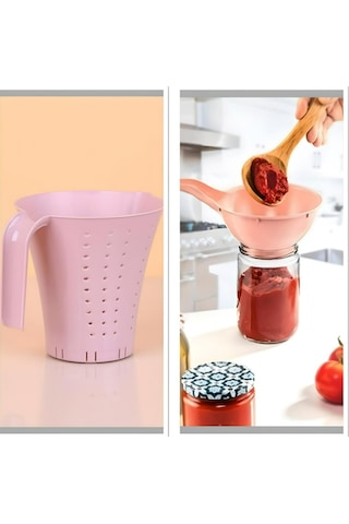 Pratik Plastik Pirinç Ve Kavanoz Süzgeçleri Pembe