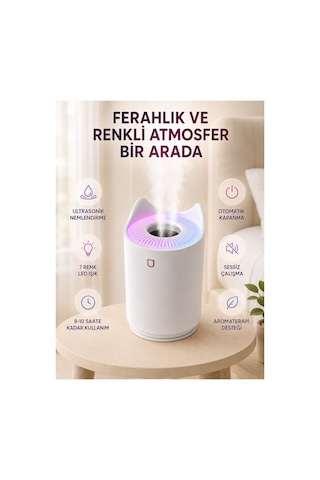 Astraltech Hava Nemlendirici Ultrasonik Aroma Difüzör 7 Renk Led Işıklı Gece Lambası
