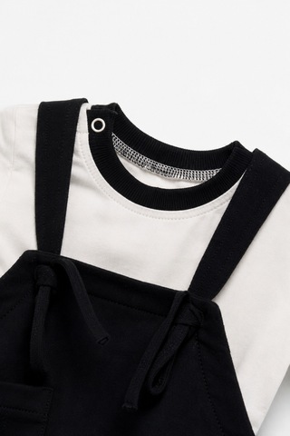 Babyhola Unisex Ayarlanabilir Askılı Salopet Tişört Takım 50871 Siyah