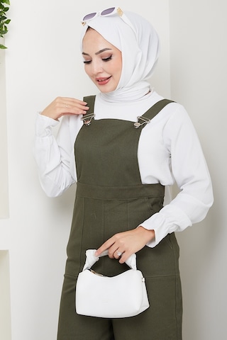 Gülru Cepli Gabardin Tulum 1587 - Haki Haki