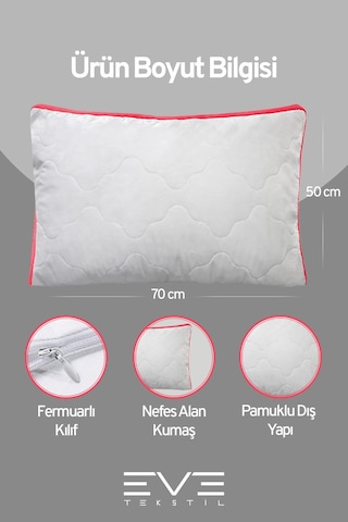 2 Adet Klimax Pembe Serisi Kılıflı Fermuarlı Klimali Antialerjik Silikon Nano Elyaf Yastık 50x70cm Beyaz