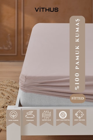 %100 Pamuk Penye Lastikli Çarşaf Tek Kişilik, Çift Kişilik Ve Battal Boy Açık Kahve