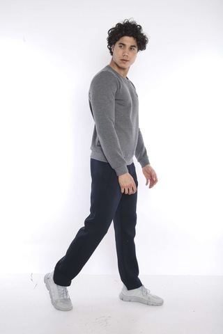 Escetic Erkek Spor G3 Melanj (Koyu Gri) Kışlık Sweatshirt Takım, 3 İplik