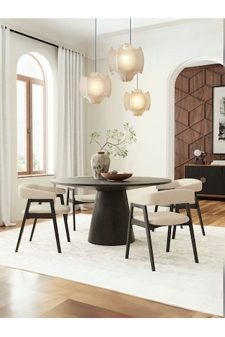 Hemera Ceviz Ahşap Yemek Masası 120x120 Siyah